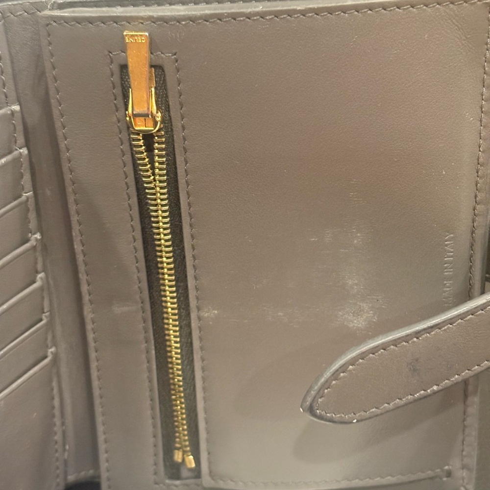 Celine Paris Bi-Fold Wallet – Gray Textured Leather - Picture 6 of 9